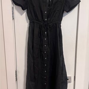 J.Crew Sheer Black Button-Front Tie Waist Women's Dress Size 0